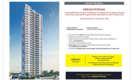 Meraki Patriani, Apartamentos de 105m2, 2 Opções de Plantas, 2 ou 3 Suítes, 2 ou 3 Dormitórios, Varanda Gourmet, Lazer Completo