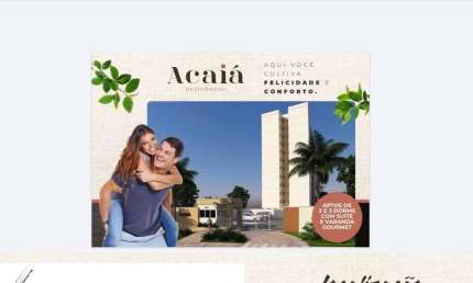 Breve Lançamento Acaiá Residencial Aptos 54m2 a 59m2, 2 e 3 Dorms, Áreas Comuns Piscina, Salão de Festas, Academia, Varanda de Circulação, Playground
