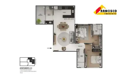 Apartamento com Área Privativa à venda, 2 quartos, 1 suíte, 1 vaga, Sidil - Divinópolis/MG