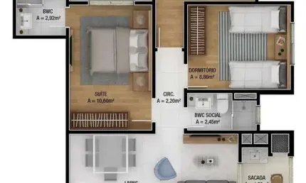 Apartamento novo, com 3 dormitórios sendo 1 suíte, 2 vagas de garagem no Bairro São João em Itajaí