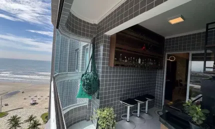 Apartamento com vista mar de 2 Dormitórios 1 suíte no Caiçara - Praia Grande SP