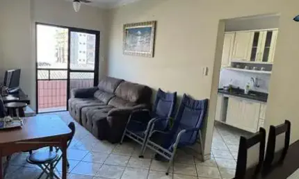 Apartamento mobiliado de 1 dorm com sacada a 200 metros da praia na guilhermina