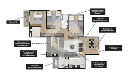 Open view horto - jundiaí com 97 m2 - contra-piso - andar alto