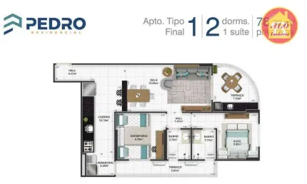 Apartamento com 2 dormitórios à venda, 79 m² por R$ 520.000,00 - Tupi - Praia Grande/SP