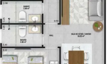 Apartamento com 2 dormitórios à venda, 63 m² por R$ 375.000 - Aviação - Praia Grande/SP