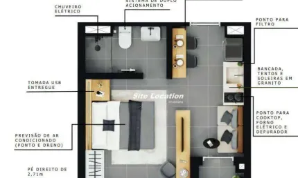 121407 Apartamento com 1 dormitório à venda, 26 m² por R$ 405.000 - Pinheiros - São Paulo/SP