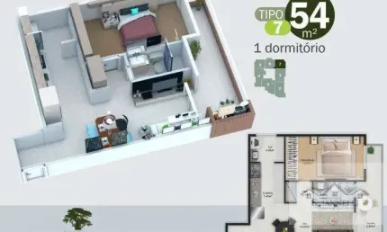 More na Beira do Mar! Apartamento Novo com 1 Dormitório e Lazer Completo