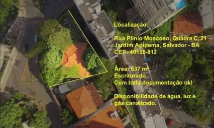 Lote/Terreno para venda possui 637 metros quadrados em Jardim Apipema - Salvador - BA