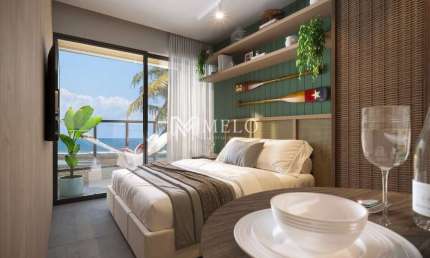 FLAT PORTO DE GALINHAS: 21,55m², 01 QTO, SL,  01WC.