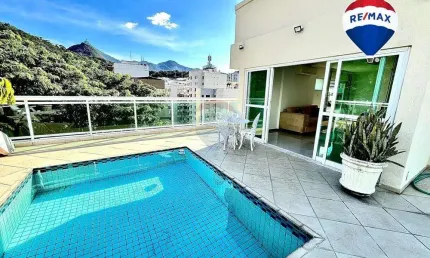 Cobertura duplex 320m2, 5 quartos (3 suites), 4 vagas de garagem, varandão e piscina. Vista 360º
