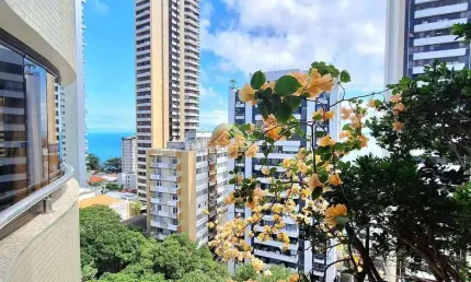 Alugo apartamento nascente com 127m² na vitória: 3 suítes, vista mar, varanda com jardim de inverno