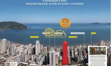 Apartamento com 2 quartos à venda na Avenida Doutor Epitácio Pessoa, 186, Embaré, Santos