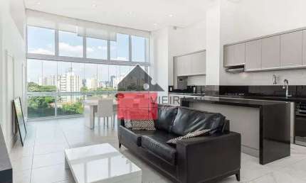 Apartamento Mobiliado com 1 Quarto e 2 banheiros para Alugar, 85 m², Brooklin Paulista, São Paulo,