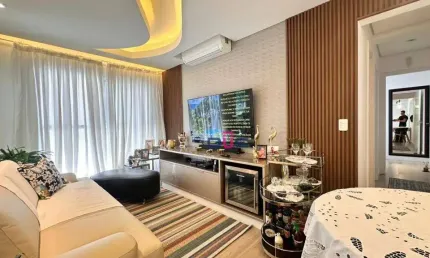 Apartamento a poucos passos da orla na Aparecida em Santos, lazer completo, frente, 2 suites, 1 vaga todo planejado.