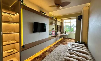 Apartamento Porteira fechada Frente Praia com 1 dormitório à venda, 67 m² por R$ 710.000 - Gonzaga - Santos/São Paulo