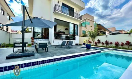 Casa com 5 suítes e piscina  à venda, 402 m² por r$ 3.300.000 - condomínio reserva da serra - jundiaí/sp