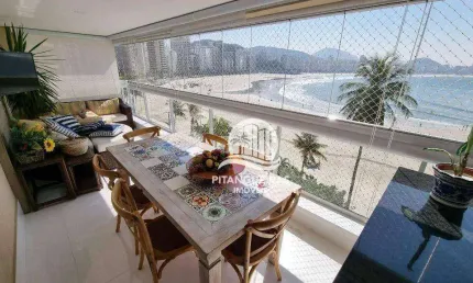 Astúrias - maravilhoso apartamento frente total ao mar , varanda gourmet - guarujá/sp