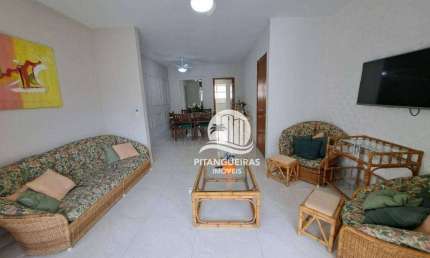 Apartamento com lazer e vista parcial para o mar na Praia de Pitangueiras  Guarujá.