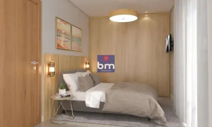 Apartamento à venda em praia grande, guilhermina, com 1 quarto, com 40.61 m²