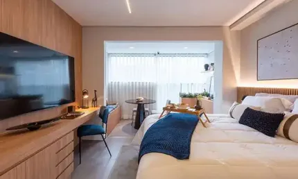 Aconchegante apartamento tipo para venda em Vila Clementino com 1 quarto, sendo 1 suíte, 46m²
