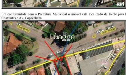 Terreno plano com 439m², localizado na Avenida Copacabana, no limite entre os bairros Tristeza e Assunção