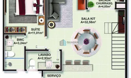 Apartamento Duplex com 3 dormitórios à venda, 129 m² por R$ 1.170.000,00 - Itacorubi - Florianópolis/SC