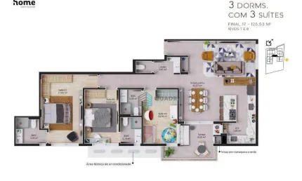 Apartamento com 3 dormitórios à venda, 125 m² por r$ 2.726.930,64 - cacupé - florianópolis/sc