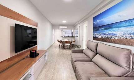 Apartamento à venda no Guarujá, na praia das Astúrias, 117 metros de área útil, sacada gourmet, 02 vagas de garagem e lazer.