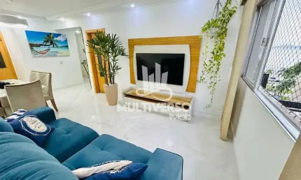 Apartamento vista mar com 3 dormitórios na ponta da praia em santos