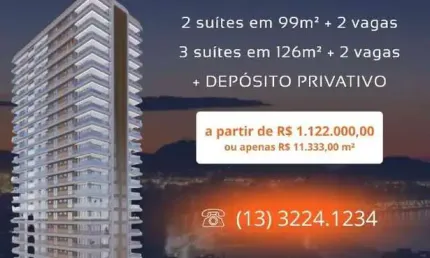 Apartamento à venda, 3 quartos no bairro ponta da praia em santos