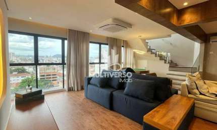 Cobertura Triplex 175m² com Área Gourmet e Piscina Privativa – Boqueirão, Santos