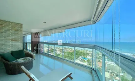 Apartamento no guarujá, enseada, 3 quartos, sala para 2 ambientes e varanda gourmet com vista para o mar  - mercuri imóveis - imobiliária no guarujá