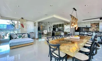 Apartamento no guarujá, enseada, 3 quartos, sala integrada e varanda gourmet - mercuri imóveis - imobiliária no guarujá