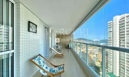 Apartamento no guarujá, enseada, 3 quartos, sala para 2 ambientes e varanda gourmet - mercuri imóveis - imobiliária no guarujá