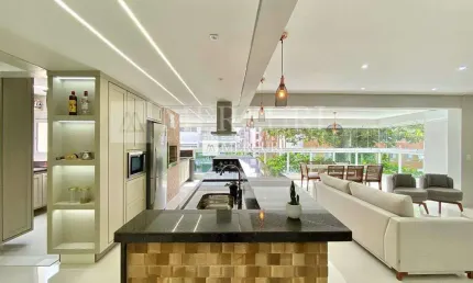 Apartamento no guarujá, enseada, 3 quartos, sala integrada com varanda gourmet - mercuri imóveis - imobiliária no guarujá
