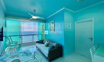 Apartamento no guarujá, pitangueiras, 2 quartos, sala para 2 ambientes e sacada com vista para o mar - mercuri imóveis - imobiliária no guarujá