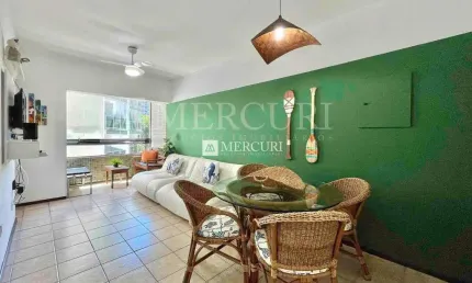 Apartamento no guarujá, enseada, com sacada, 2 quartos.
