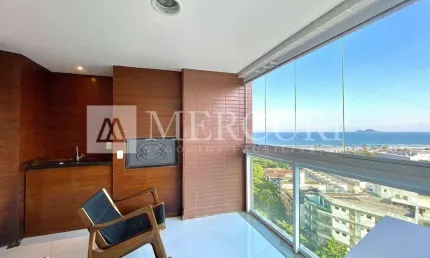 Apartamento no guarujá, enseada, varanda gourmet, vista mar, prédio com lazer completo