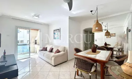 Apartamento no guarujá, astúrias, região das galhetas, com 3 dormitórios e vista para o mar e varanda gourmet.