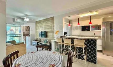 Apartamento no guarujá, enseada, com vista parcial para o mar, 3 quartos e varanda gourmet - mercuri imóveis guarujá