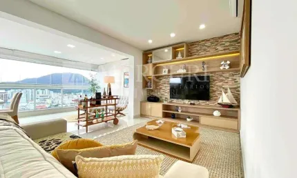 Apartamento no guarujá, enseada, 3 quartos, sala para 2 ambientes e varanda gourmet - mercuri imóveis - imobiliária no guarujá