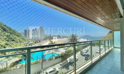 Apartamento no guarujá, pitangueiras, 3 quartos, sala para 2 ambientes e sacada com vista total para o mar  - mercuri imóveis - imobiliária no guarujá