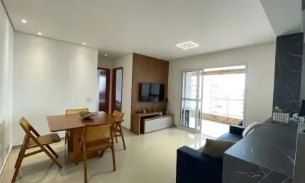Apartamento com varanda gourmet vista mar na aviação para venda na praia grande