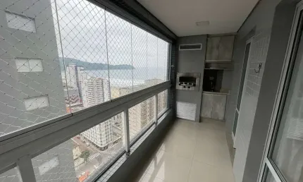 Apartamento com varanda gourmet vista mar á venda no boqueirão na praia grande