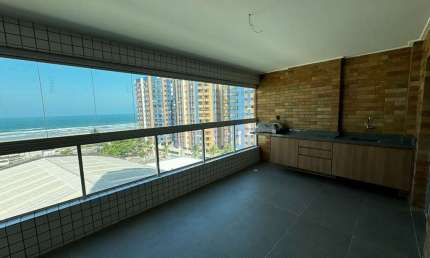 Apartamento vista mar com varanda gourmet  com 3 dormitórios à venda, 126 m² por R$ 965.000 - Aviação - Praia Grande/SP
