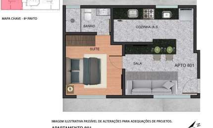 Apartamento para Venda em Belo Horizonte, Santa Efigênia, 1 dormitório, 1 suíte, 1 banheiro, 1 vaga