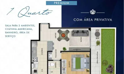 Apartamento com Área Privativa para Venda em Belo Horizonte, Santa Efigênia, 1 dormitório, 1 banheiro, 2 vagas