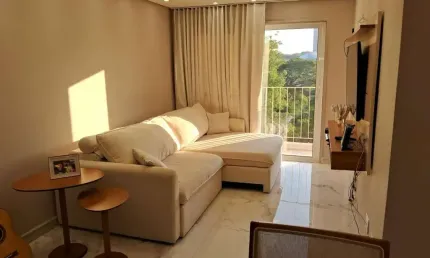 Apartamento mobiliado de 2 quartos, 2 banheiros e 1 vaga no jardim olympia - fl35