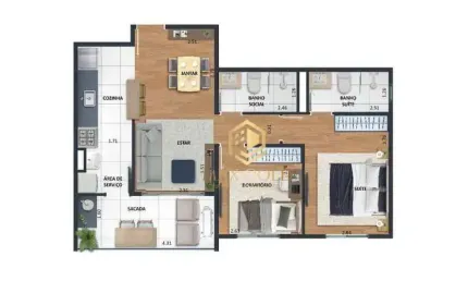 Apartamento com 2 dormitórios à venda, 60 m² por R$ 381.000,00 - Centro - Taubaté/SP