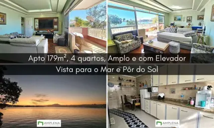 Apto 179m², 4 quartos, Amplo, com Elevador, Vista livre para o mar e Pôr do Sol. Ilha do Governador/Moneró - RJ